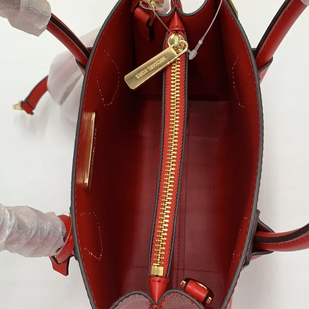 MICHAEL KORS MERCER MEDIUM MESSENGER CROSSBODY BAG FLAME COLOR - Picture 12 of 14